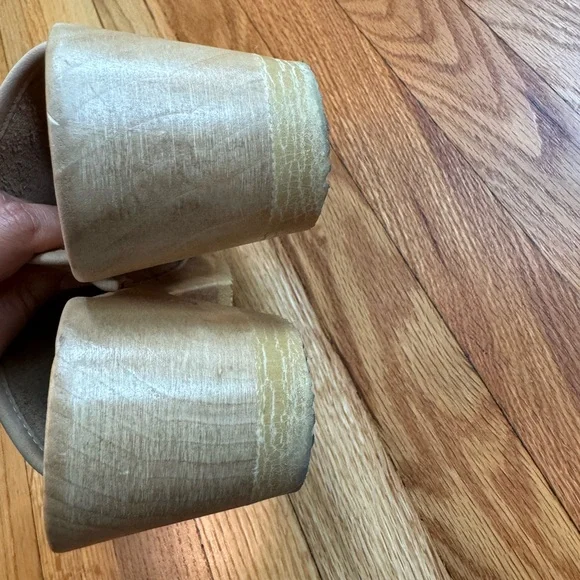 No. 6 Tan Daria Leather Mules Classic Wooden Clogs 38 8 - Picture 5 of 6